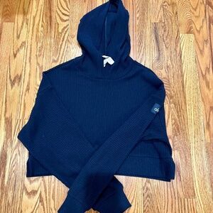 Alo Yoga Navy Blue Ribbed Hoodie EUC